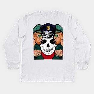 Rebel smoking and radical biker Kids Long Sleeve T-Shirt